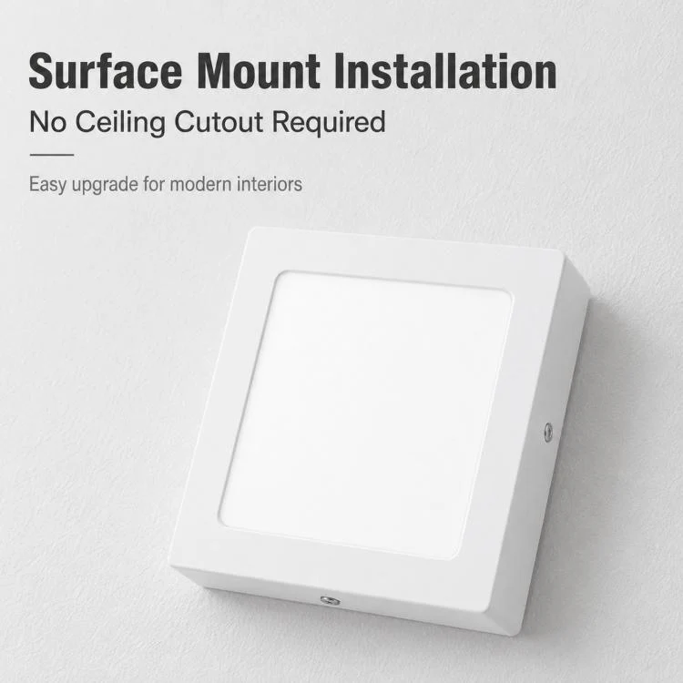 12W Round 6500K Ultra-Thin LED Panel Light Surface Mounted Ceiling Light Full Plastic Flush Mount Fixture - Image 5