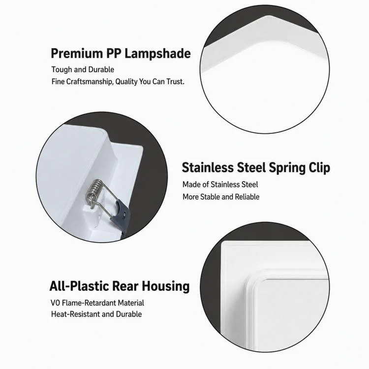 12W Square 6500K Recessed LED Panel Downlight Flat Can Light Full Plastic Insulated Ceiling Lamp - Image 6