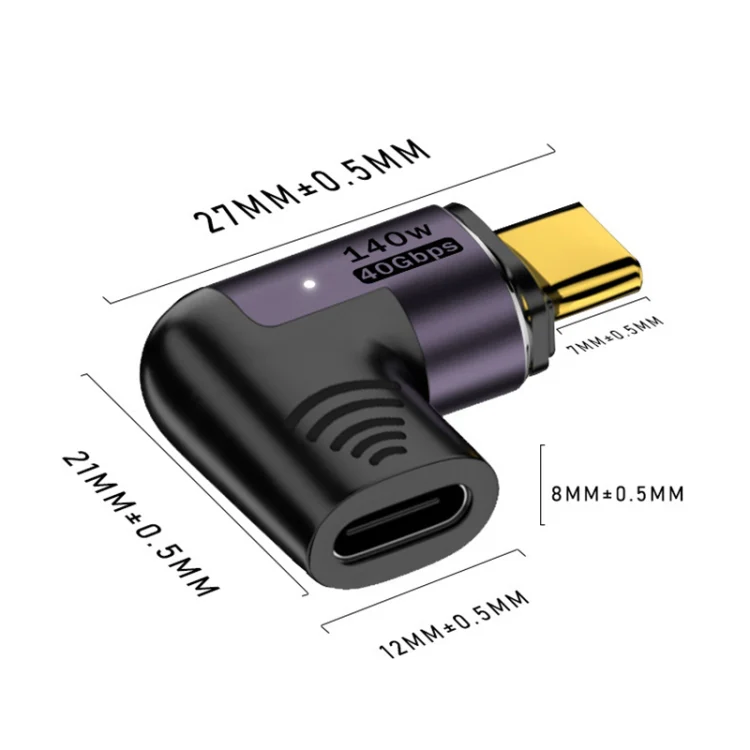 140W 5A USB 4.0 USB-C / Type-C to Type-C 40Gbps Data OTG Magnetic Adapter, Spec:L-shape Elbow - Image 2