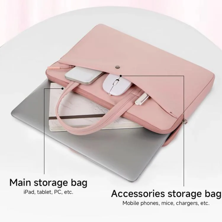 15-15.6inch Universal Laptop Bag Briefcase Multifunctional Shockproof Computer Bag, Color: Pink - Image 4