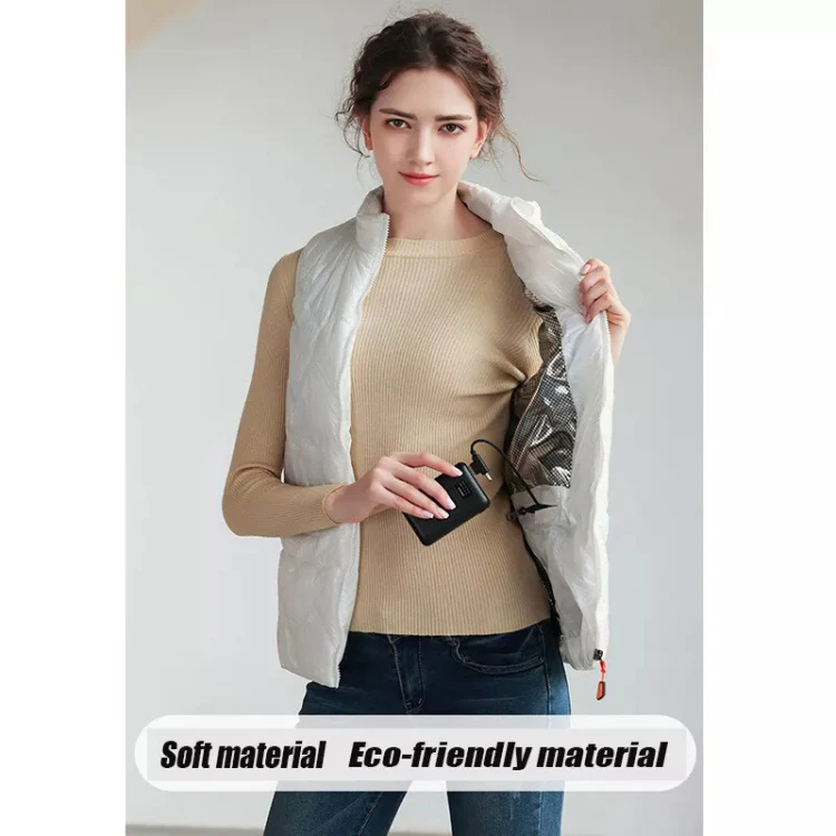 15 Areas Heated Shiny Vest For Women With 3 Independent Temperature Control, Size: XXL(White) - Image 5