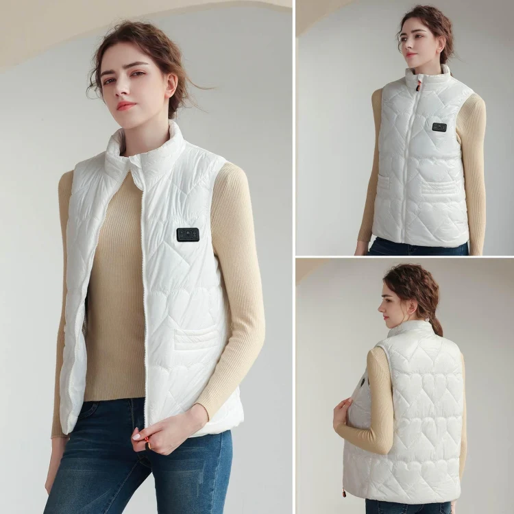 15 Areas Heated Shiny Vest For Women With 3 Independent Temperature Control, Size: XXXL(White) - Image 3