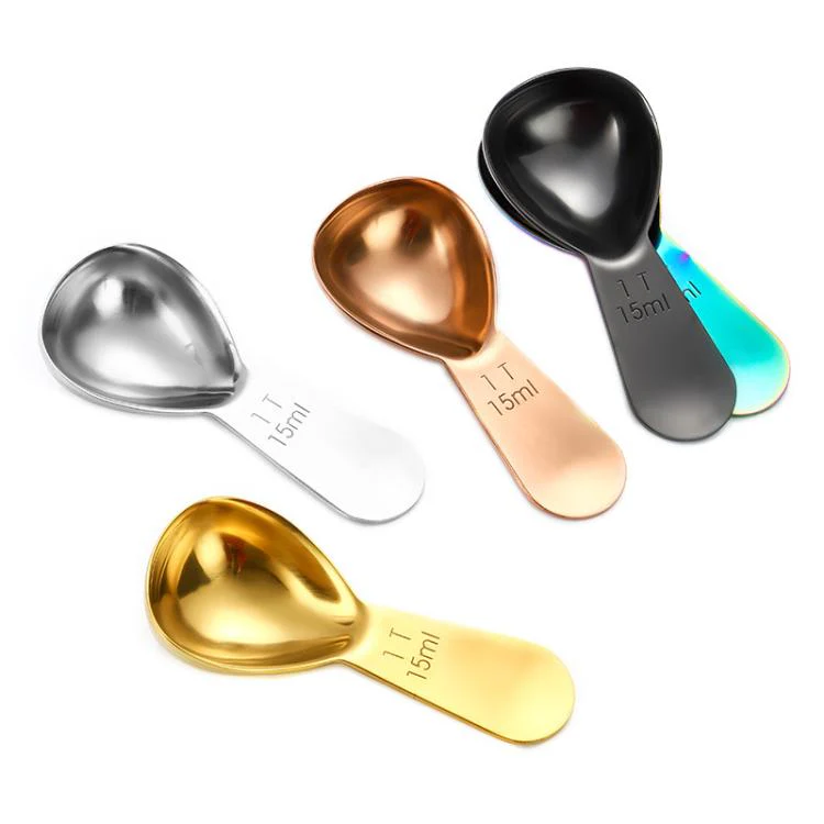 15ml 304 Stainless Steel Thickened Coffee Spoon With Scale Measuring Bean Spoon(Gold) - Image 2