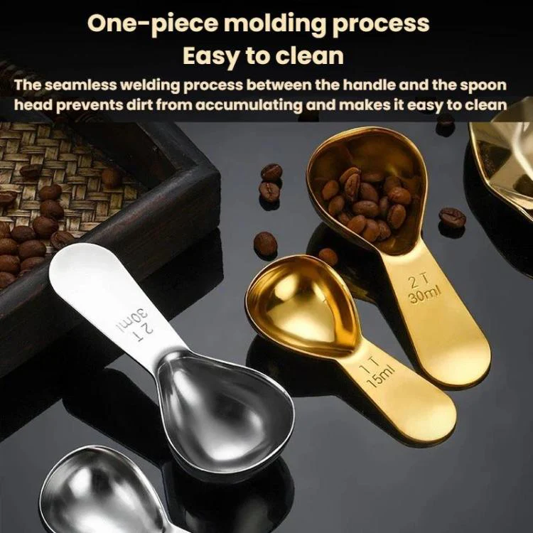 15ml 304 Stainless Steel Thickened Coffee Spoon With Scale Measuring Bean Spoon(Rose Gold) - Image 3