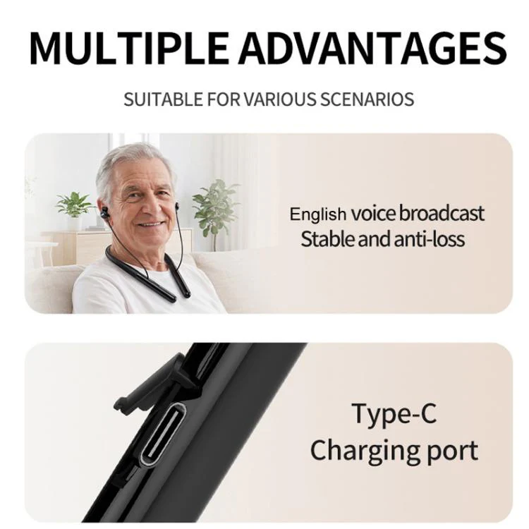16-Channel Neck-Worn Bluetooth Hearing Aid Headphones Portable Sound Amplifier(Black) - Image 11