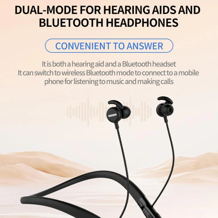 16-Channel Neck-Worn Bluetooth Hearing Aid Headphones Portable Sound Amplifier(Black) - Image 3