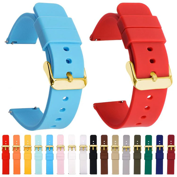 16mm xDfind Stainless Steel Gold Pin Buckle Solid Color Silicone Waterproof Watch Band(Brown) - Image 2