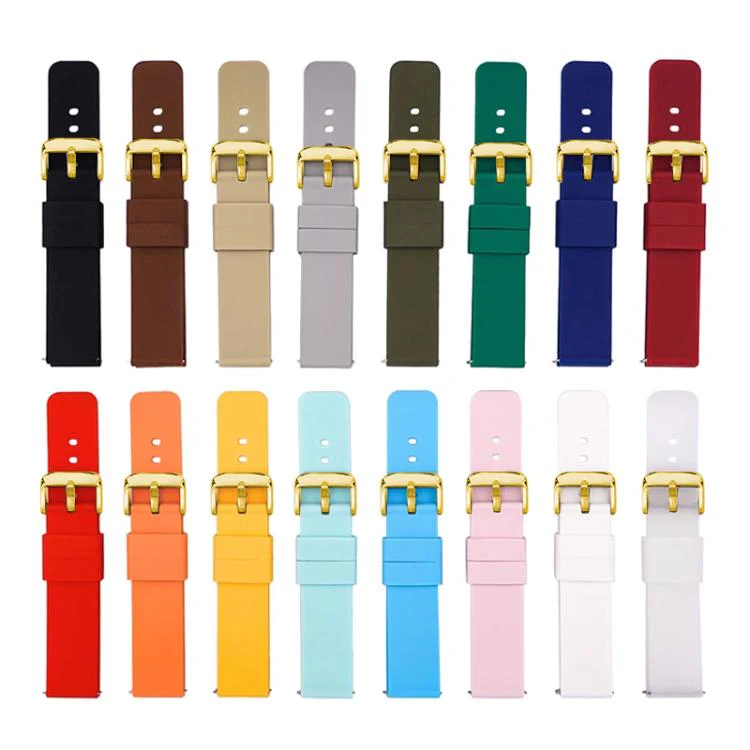16mm xDfind Stainless Steel Gold Pin Buckle Solid Color Silicone Waterproof Watch Band(Red) - Image 4