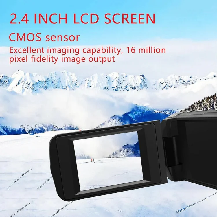 16MP 16X Digital Zoom Vlogging Camera Video Camcorder with 2.4 Inch Flip Screen, Spec: With Wide Angle & Mic UK Plug - Image 3