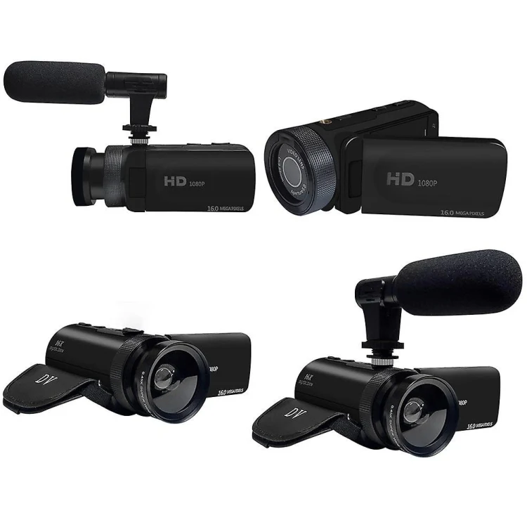 16MP 16X Digital Zoom Vlogging Camera Video Camcorder with 2.4 Inch Flip Screen, Spec: With Wide Angle & Mic UK Plug - Image 8
