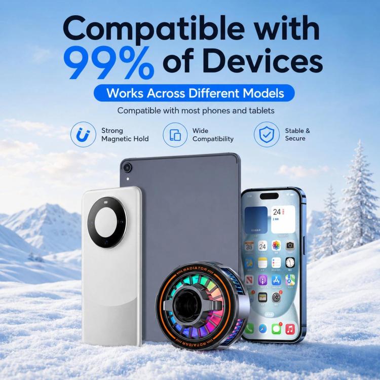 17mm Ball Joint Magnetic Phone Cooler 3-Speed Semiconductor Cooling Fan with Floor Tripod KP002 - Image 9