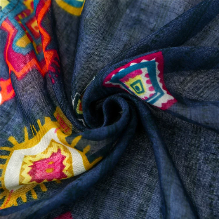 180 X 85cm  Women Cotton And Linen Scarf Retro Splicing Bohemian Printed Silk Shawl SL1903-100 - Image 4