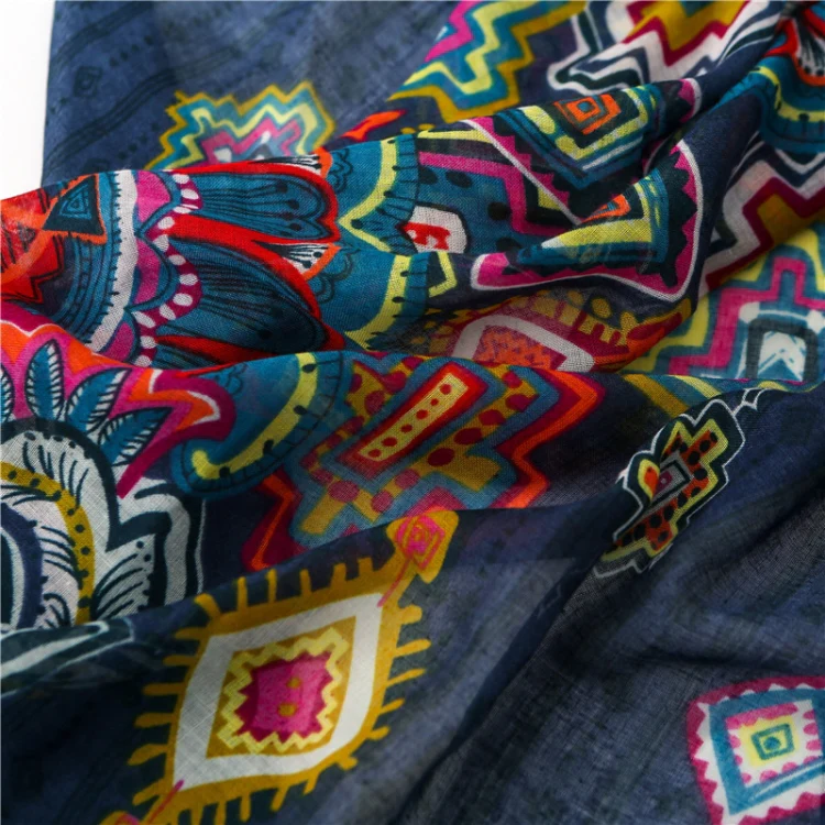 180 X 85cm  Women Cotton And Linen Scarf Retro Splicing Bohemian Printed Silk Shawl SL1903-100 - Image 5