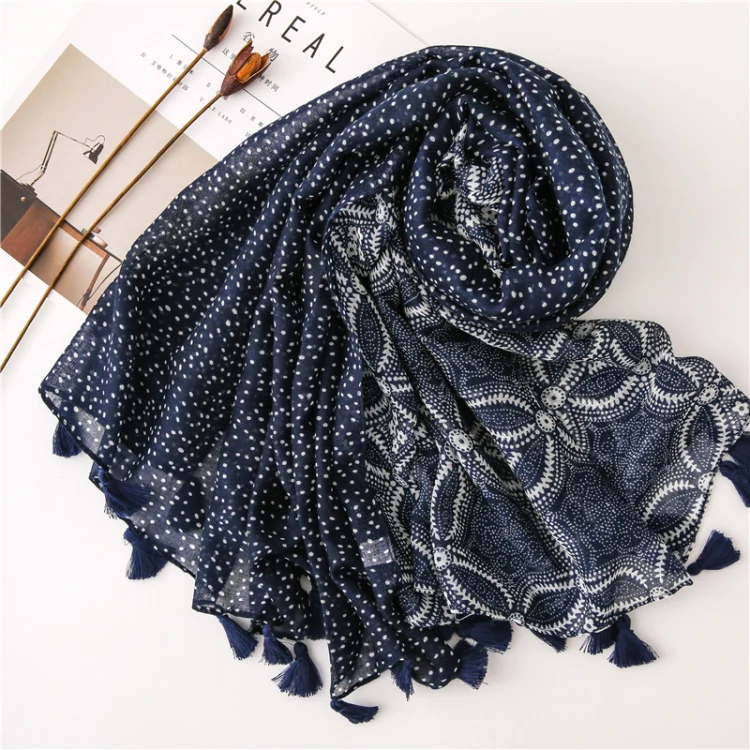 180 X 85cm  Women Cotton And Linen Scarf Retro Splicing Bohemian Printed Silk Shawl SL1904-122 - Image 2