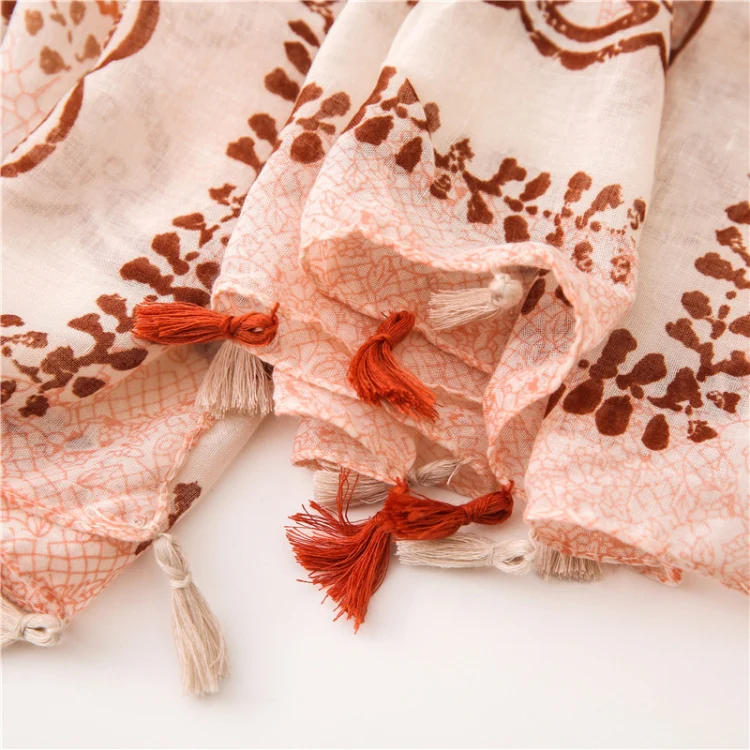 180 X 85cm  Women Cotton And Linen Scarf Retro Splicing Bohemian Printed Silk Shawl SL1906-027 - Image 6