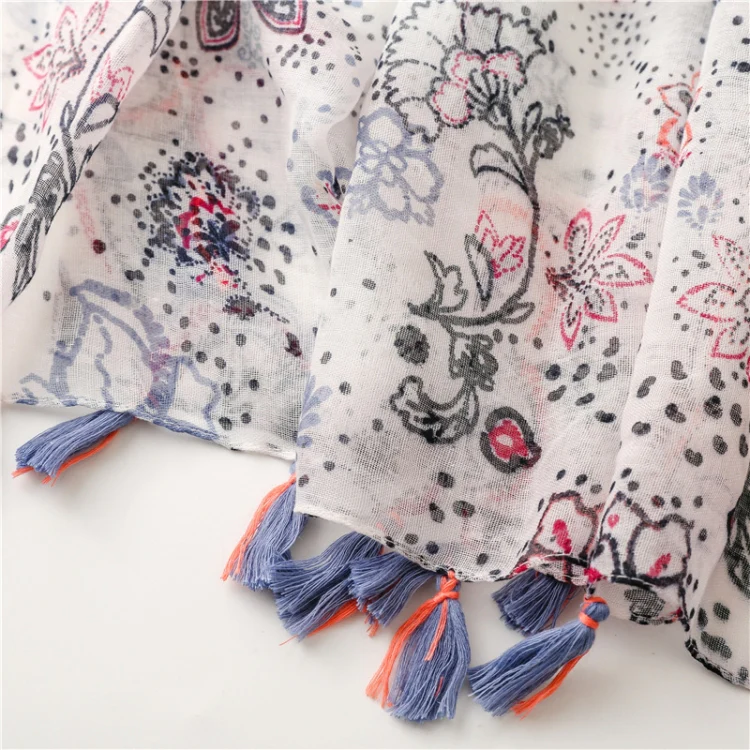 180 X 85cm  Women Cotton And Linen Scarf Retro Splicing Bohemian Printed Silk Shawl SL1908-007 - Image 6
