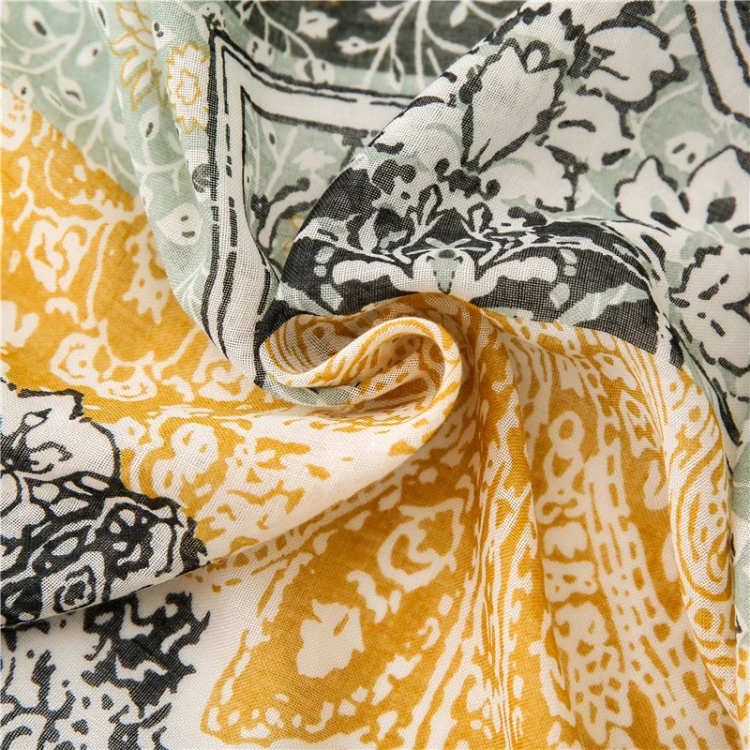 180 X 85cm Women Cotton And Linen Scarf Retro Splicing Bohemian Printed Silk Shawl SL1909-009 - Image 4