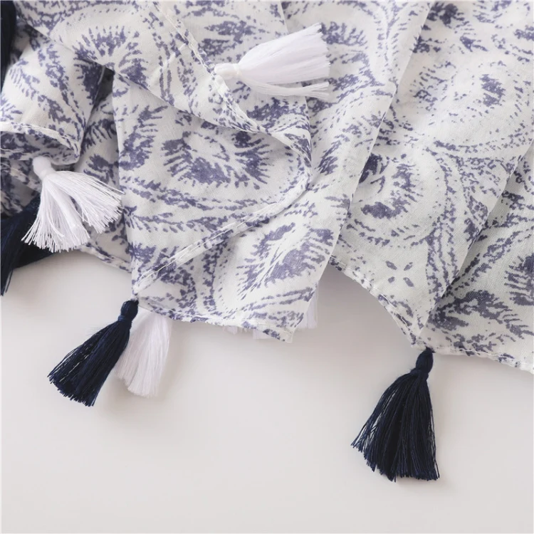 180 X 85cm  Women Cotton And Linen Scarf Retro Splicing Bohemian Printed Silk Shawl SL2004-052 - Image 6