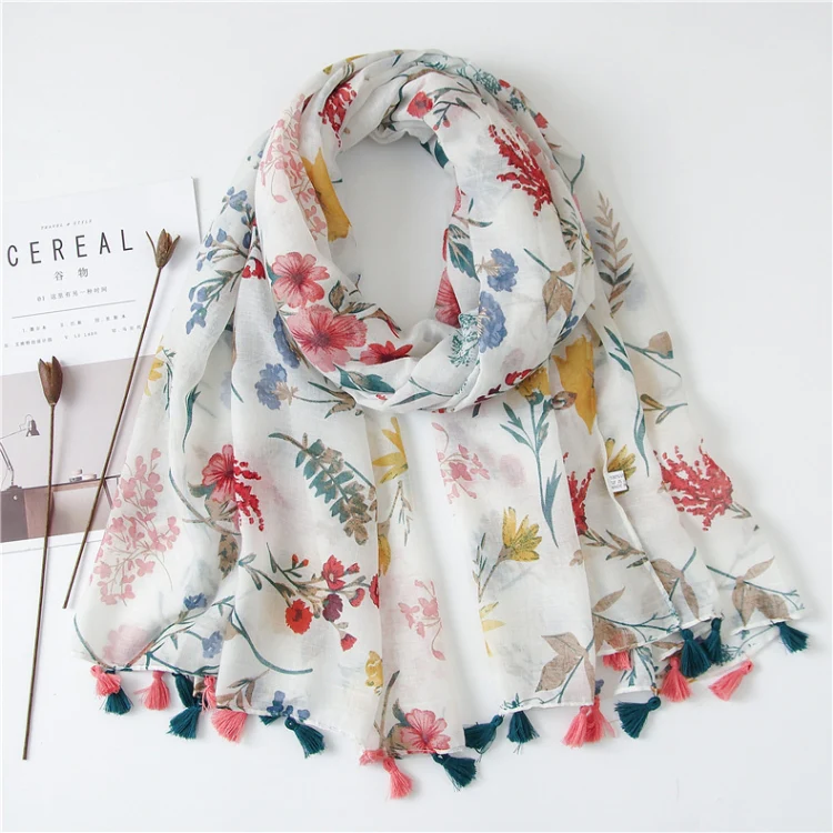 180 X 85cm  Women Cotton And Linen Scarf Retro Splicing Bohemian Printed Silk Shawl SL2004-053