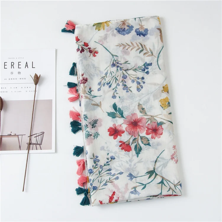 180 X 85cm  Women Cotton And Linen Scarf Retro Splicing Bohemian Printed Silk Shawl SL2004-053 - Image 3