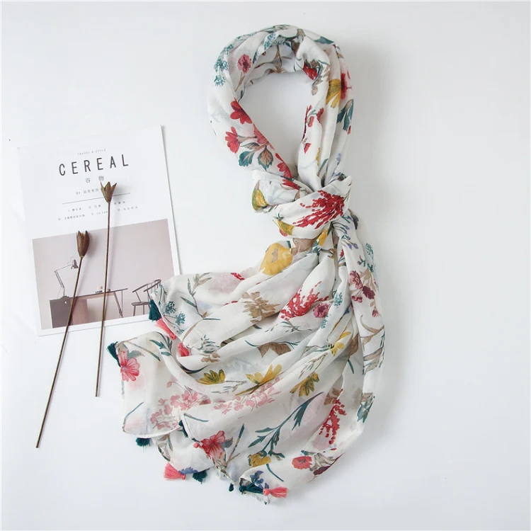 180 X 85cm  Women Cotton And Linen Scarf Retro Splicing Bohemian Printed Silk Shawl SL2004-053 - Image 4
