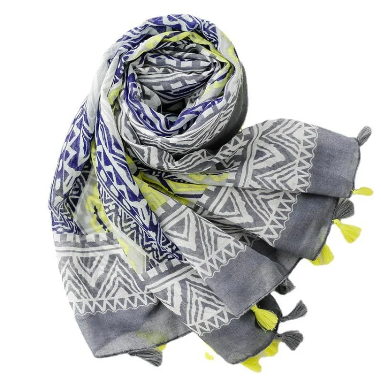 180 X 85cm  Women Cotton And Linen Scarf Retro Splicing Bohemian Printed Silk Shawl SL2310-017 - Image 2