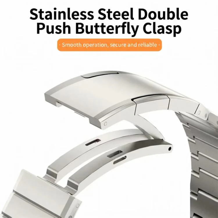 18mm Quick Release Spring Bar One Bead Butterfly Clasp Adjustable Link Stainless Steel Watch Band(Silver) - Image 6