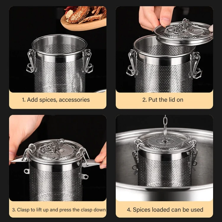 18x18cm 304 Stainless Steel Brine Basket Tea Residue Ball Soup Material Box - Image 10
