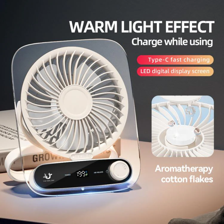 199-speed Desktop wall-mounted Fan With Handle & Light Built-in Aromatherapy Cotton(Clear Pink) - Image 6