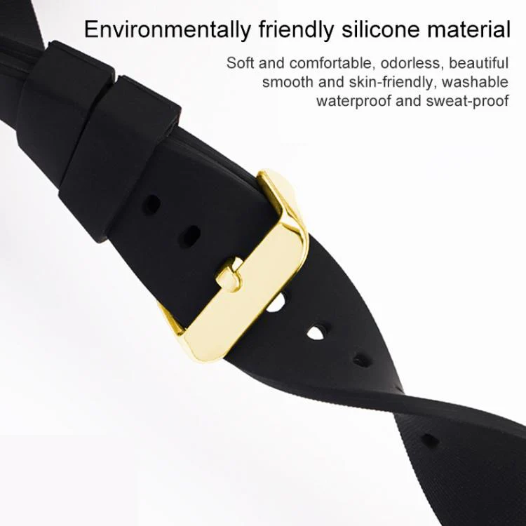 19mm xDfind Stainless Steel Gold Pin Buckle Solid Color Silicone Waterproof Watch Band(Grey) - Image 6