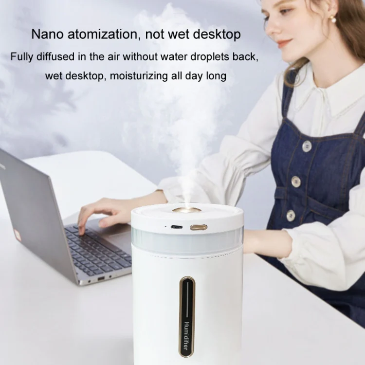 1L Home Humidifier Large Capacity Desk Aroma Mute Ambient Light Humidifier Charging Model(White) - Image 8
