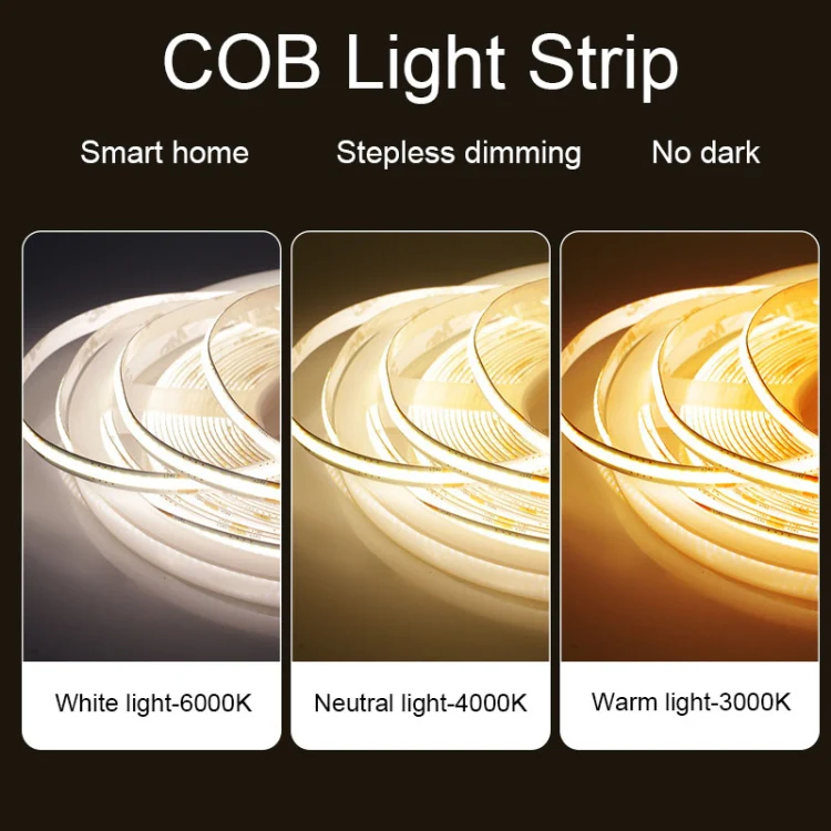 1m 24V 8mm Wide COB Adhesive Decorative LED Light Strip, Specification: 320 Beads-12W-95 Display(3000K) - Image 5