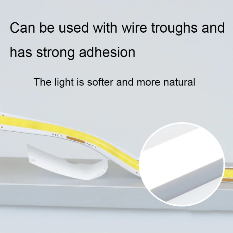 1m 24V 8mm Wide COB Adhesive Decorative LED Light Strip, Specification: 320 Beads-12W-95 Display(4000K) - Image 9