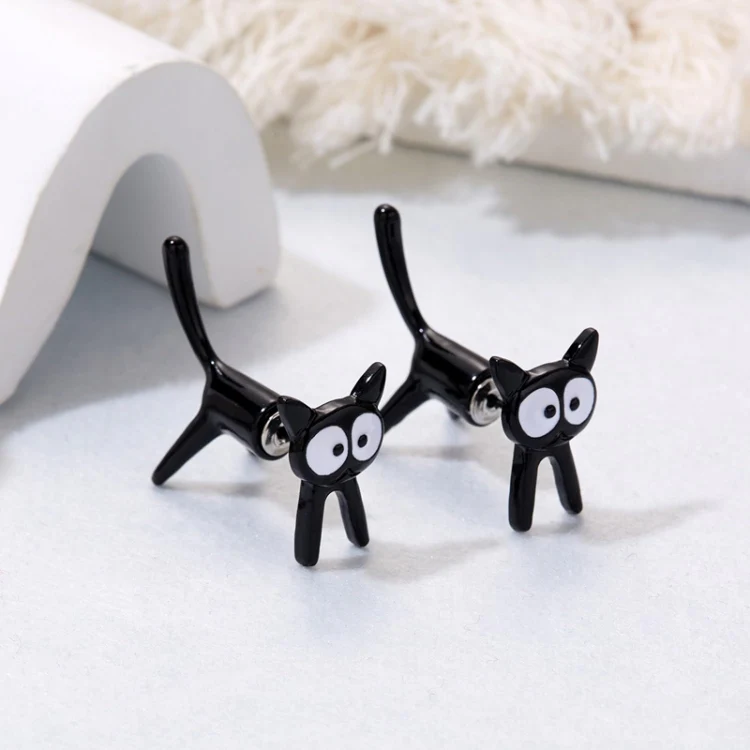 1pair Cute Cats Simple Ear Studs Ladies Detachable Earrings, Style: Model 1 - Image 4