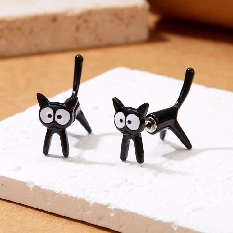 1pair Cute Cats Simple Ear Studs Ladies Detachable Earrings, Style: Model 2 - Image 3