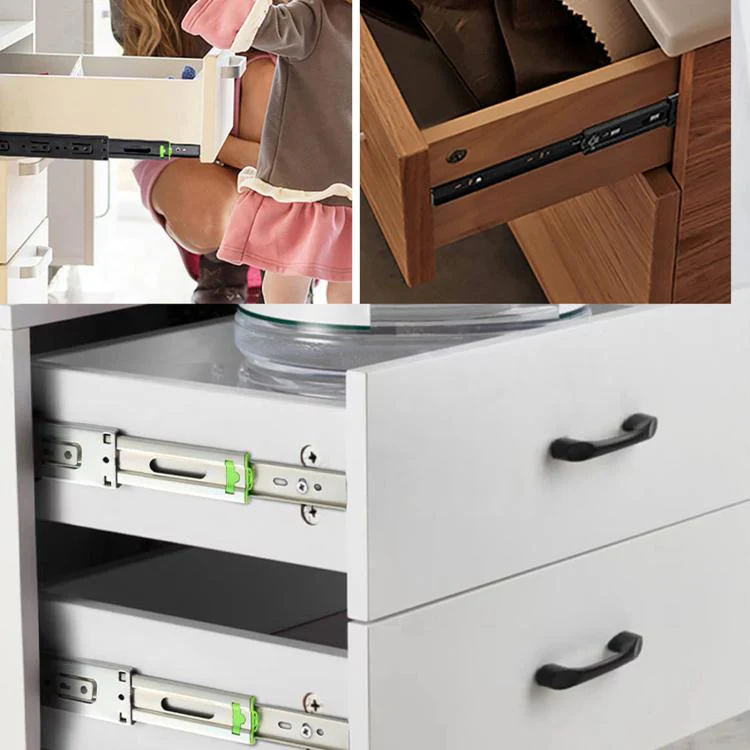 1pair Heavy-Duty Soft-Close Drawer Slides Thickened 3-Section Silent Soft-Close Slide Rails, Spec: Stainless Steel 14 inch 35cm - Image 9