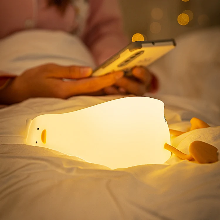 1W USB Charging LED Lie Flat Duck Silicone Touch Sensing Night Light