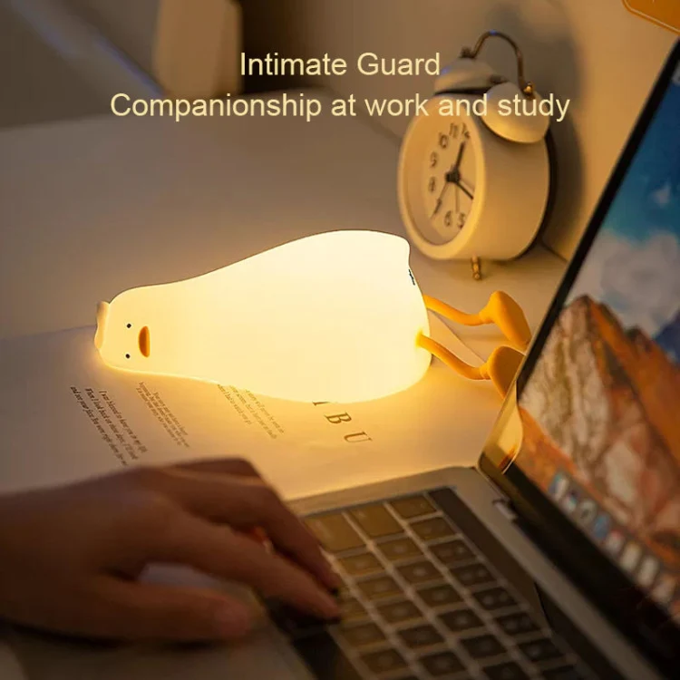 1W USB Charging LED Lie Flat Duck Silicone Touch Sensing Night Light - Image 6