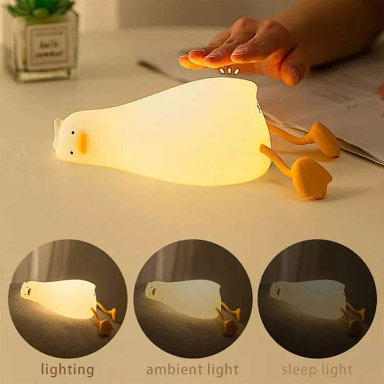 1W USB Charging LED Lie Flat Duck Silicone Touch Sensing Night Light - Image 8
