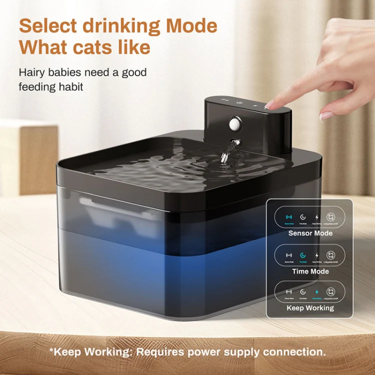 2.2L Smart Pet Water Fountain Wireless Infrared Sensor Battery Model Cats Water Dispenser(289-Square) - Image 3