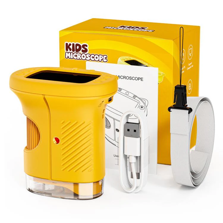 2.4 inch Screen Handheld Children Insect Observation Microscope(Yellow)