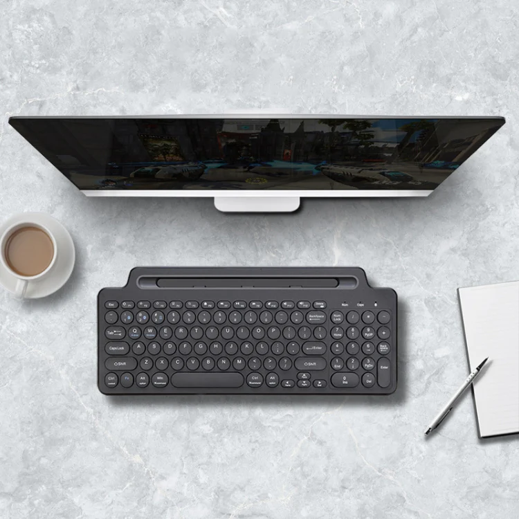 2.4G Bluetooth Wireless Keyboard With Card Slot Bracket No Touchpad - Image 6