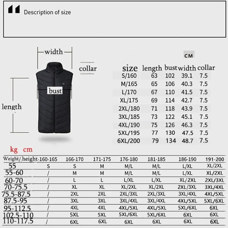 2 Area Single Control USB Electric Heating Undershirt Intelligent Warm Vest, Size: L(Black) - Image 7