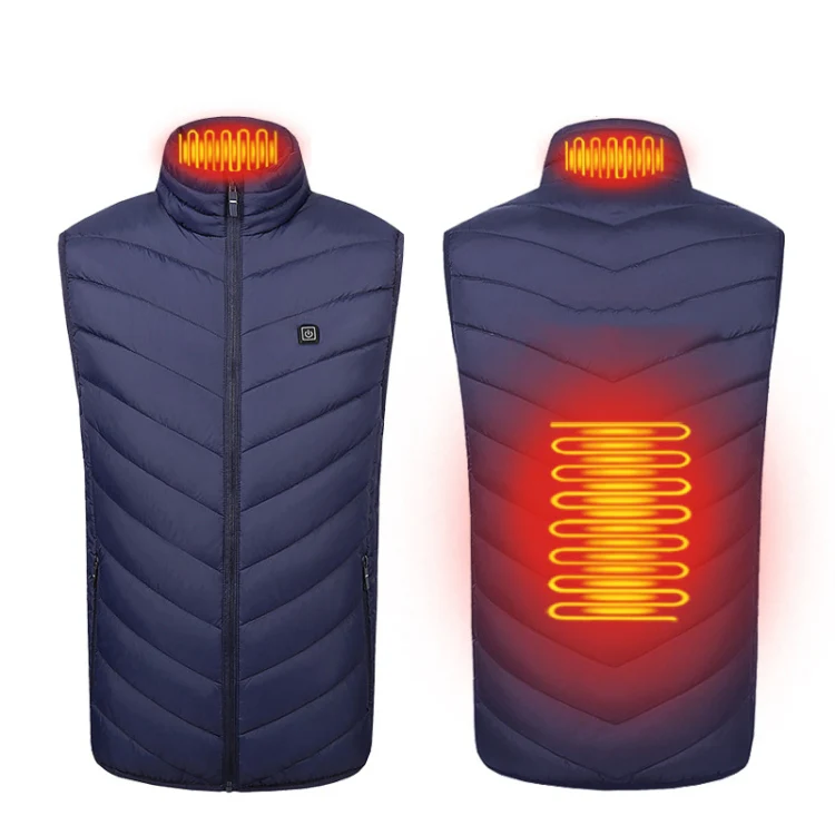 2 Area Single Control USB Electric Heating Undershirt Intelligent Warm Vest, Size: XXXL(Blue)