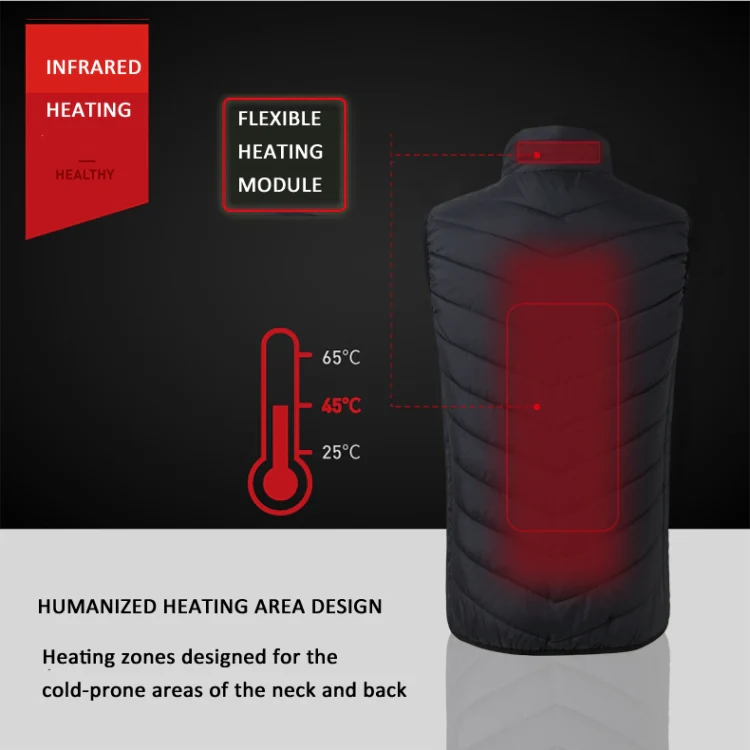 2 Area Single Control USB Electric Heating Undershirt Intelligent Warm Vest, Size: XXXL(Red) - Image 3