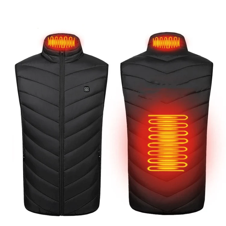2 Area Single Control USB Electric Heating Undershirt Intelligent Warm Vest, Size: XXXXXL(Black)
