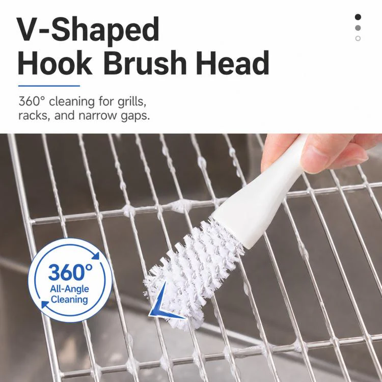 2-in-1 Grill Grate Cleaning Brush Wire Rack Cleaner with Tail Scraper, Handheld Stove Crevice Seam Brush(OPP Packaged) - Image 4