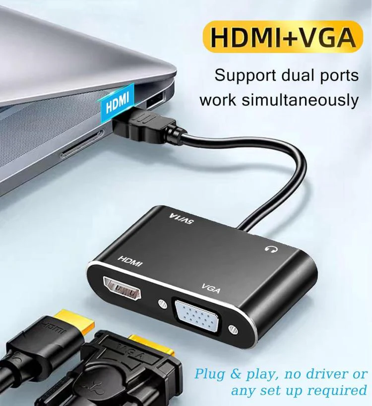 2 in 1 HDMI to VGA and HDMI Adapter For Windows / Mac Os / Linux Plug & Play - Image 6