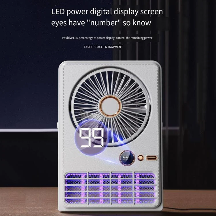 2-in-1 Household Electric Fan Mosquito Killer Lamp LED Digita lDesktop Fan, Color: 3000mAh White - Image 7