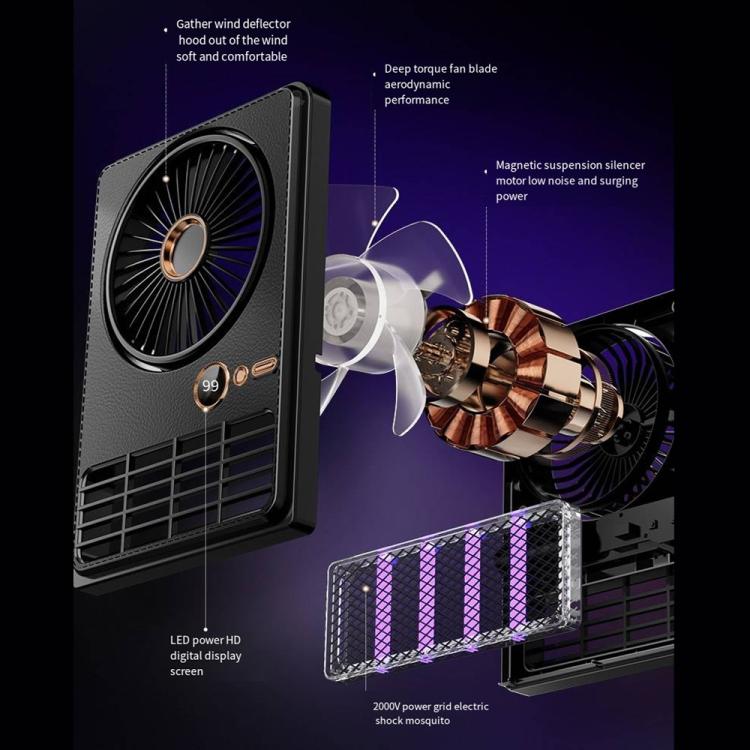 2-in-1 Household Electric Fan Mosquito Killer Lamp LED Digita lDesktop Fan, Color: Plug-in Black - Image 3